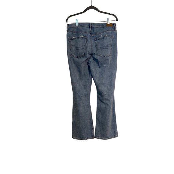 American Eagle 90s Bootcut Jeans Light Wash Distressed Knees Womens Size 10 - Picture 2 of 16